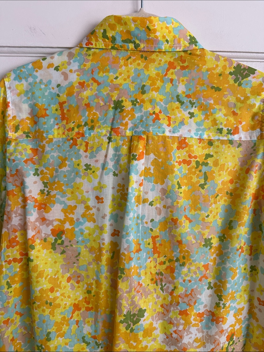 BODEN Floral Cotton Shirt US 6 Yellow Blue Button Down Y2K - Picture 7 of 13
